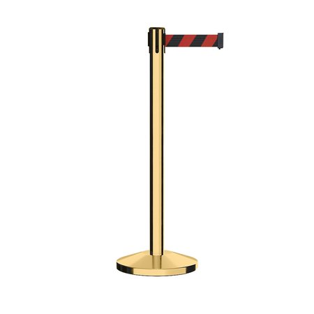 MONTOUR LINE Stanchion Belt Barrier Pol.Brass Post 7.5ftBlk/Rd Belt M630-PB-BRD-75